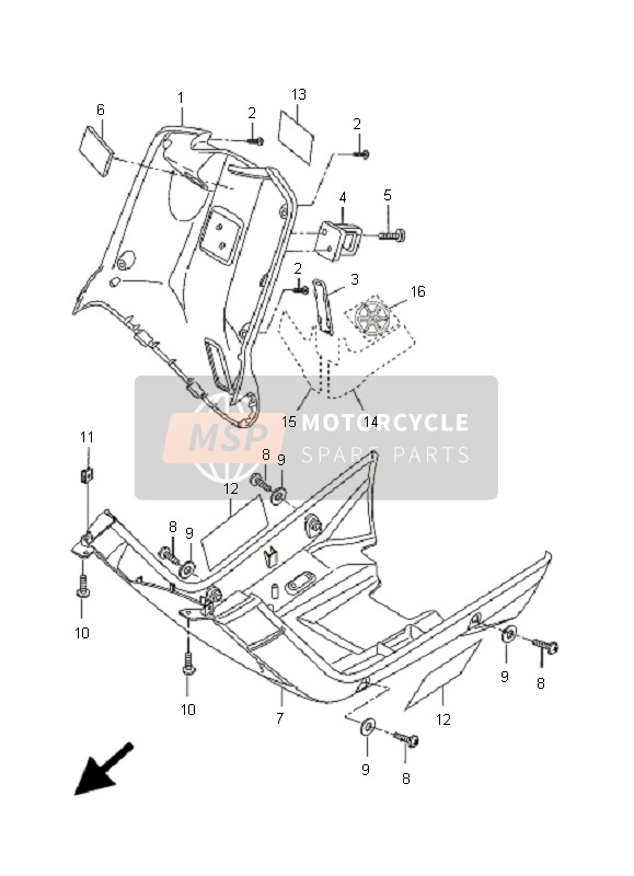 Yamaha CW50S BWS 2005 Beenschild voor een 2005 Yamaha CW50S BWS